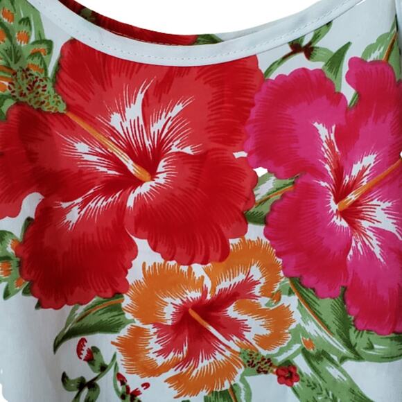 2 For $5 Sale Rima Beachworld White  Floral Top Adjustable  Straps  Large - Picture 9 of 10